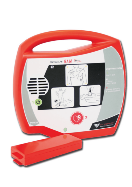 Desfibrilador RESCUE SAM AED semiautomático con batería y electrodo adulto