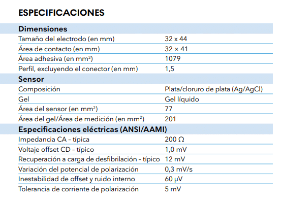 FICHA TÉCNICA ELECTRODOS ECG AMBU