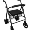 Rollator de aluminio negro con frenos por presión