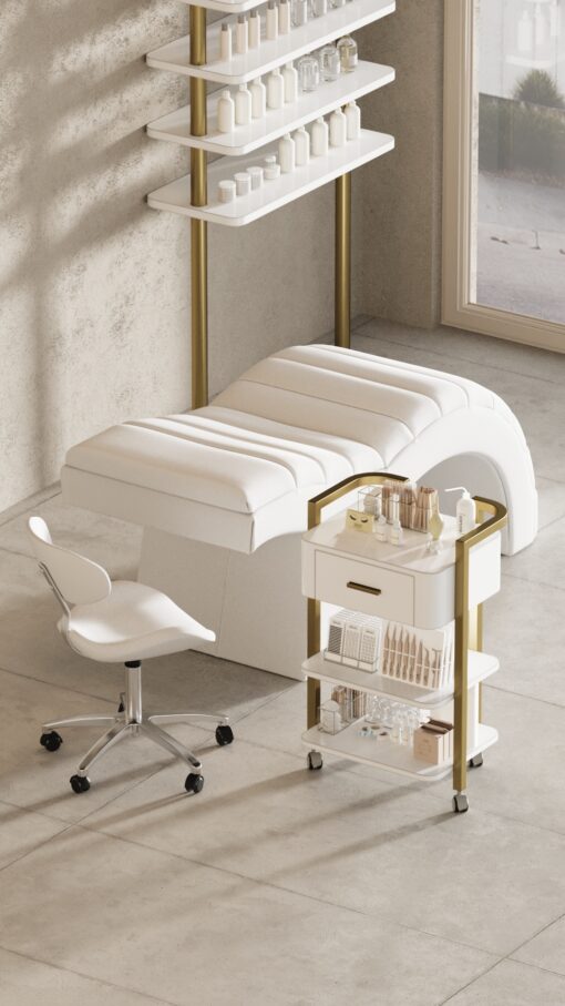 MIELY carrito profesional con ruedas. blanco con dorado